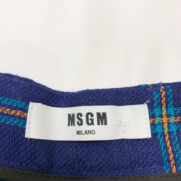 MSGM Milano Blue Plaid Fringe Wide Leg Pan… - Picture 11 of 14